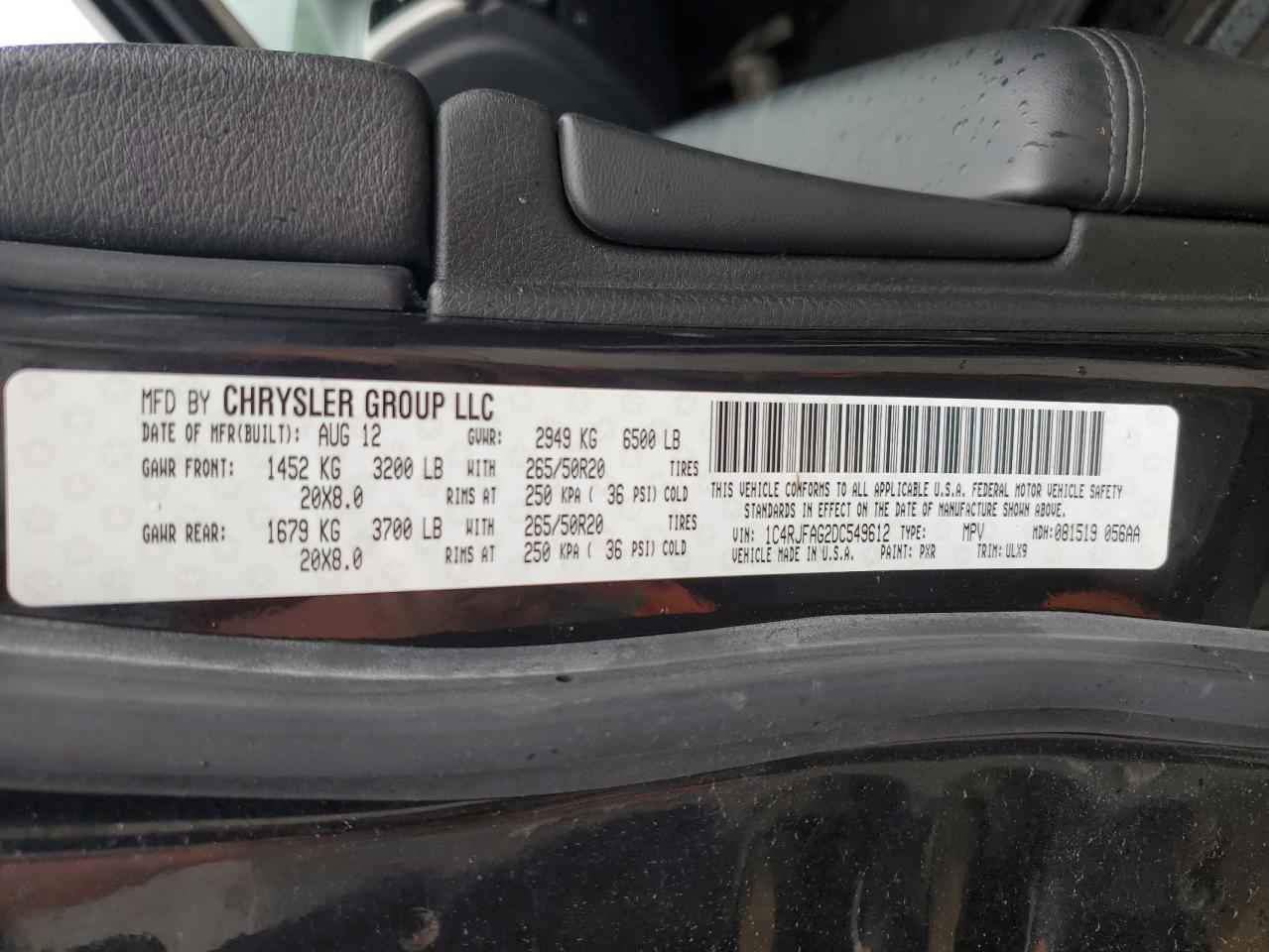 1C4RJFAG2DC549612 2013 Jeep Grand Cherokee Laredo
