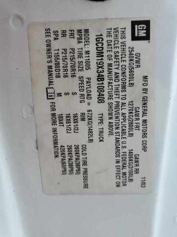 2004 Chevrolet Astro VIN: 1GCDM19X34B108408 Lot: 54359094