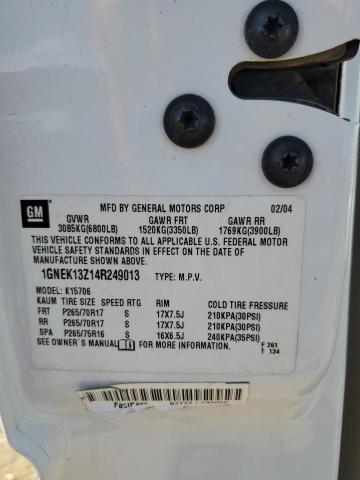 2004 Chevrolet Tahoe K1500 VIN: 1GNEK13Z14R249013 Lot: 56317774