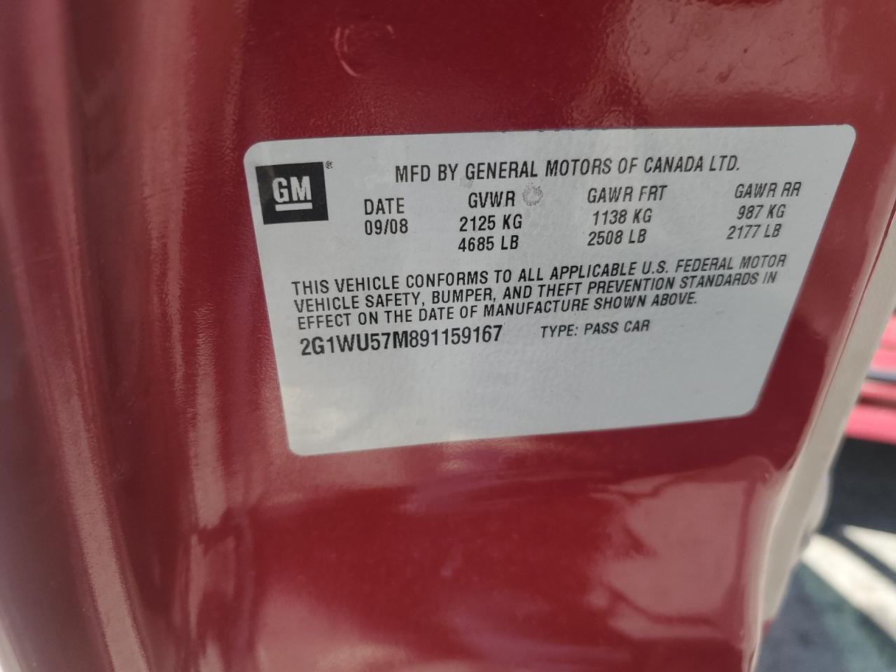 2G1WU57M891159167 2009 Chevrolet Impala Ltz