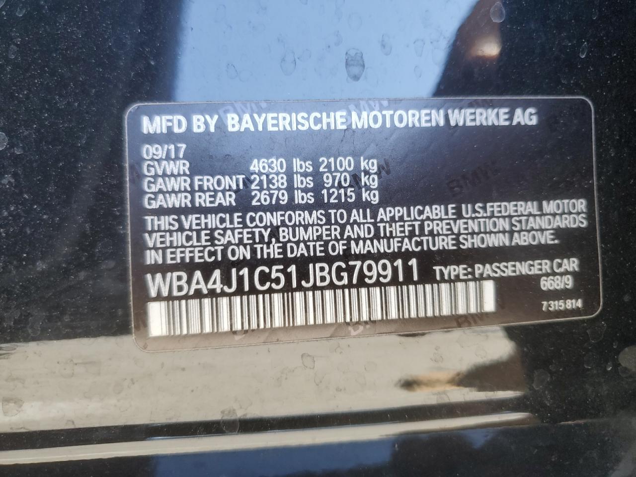 WBA4J1C51JBG79911 2018 BMW 430I Gran Coupe