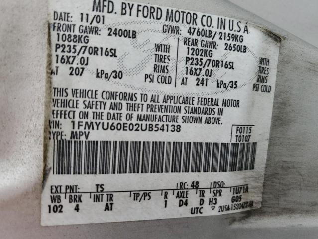 2002 Ford Explorer Sport VIN: 1FMYU60E02UB54138 Lot: 55727014