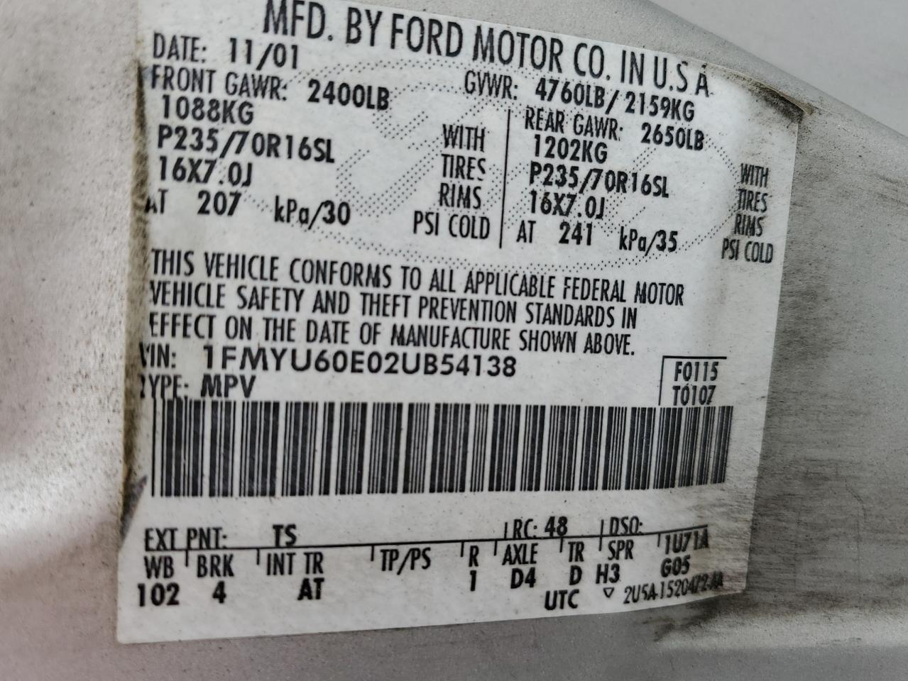 1FMYU60E02UB54138 2002 Ford Explorer Sport