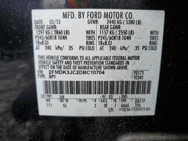 2013 Ford Edge Sel VIN: 2FMDK3JC2DBC10704 Lot: 55389544
