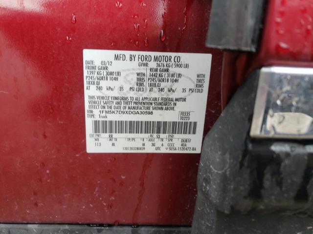 2013 Ford Explorer Xlt VIN: 1FM5K7D9XDGA30598 Lot: 55093244