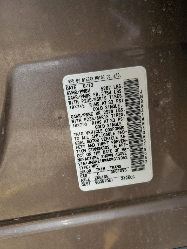 JN8AZ1MW4DW319052 2013 Nissan Murano S