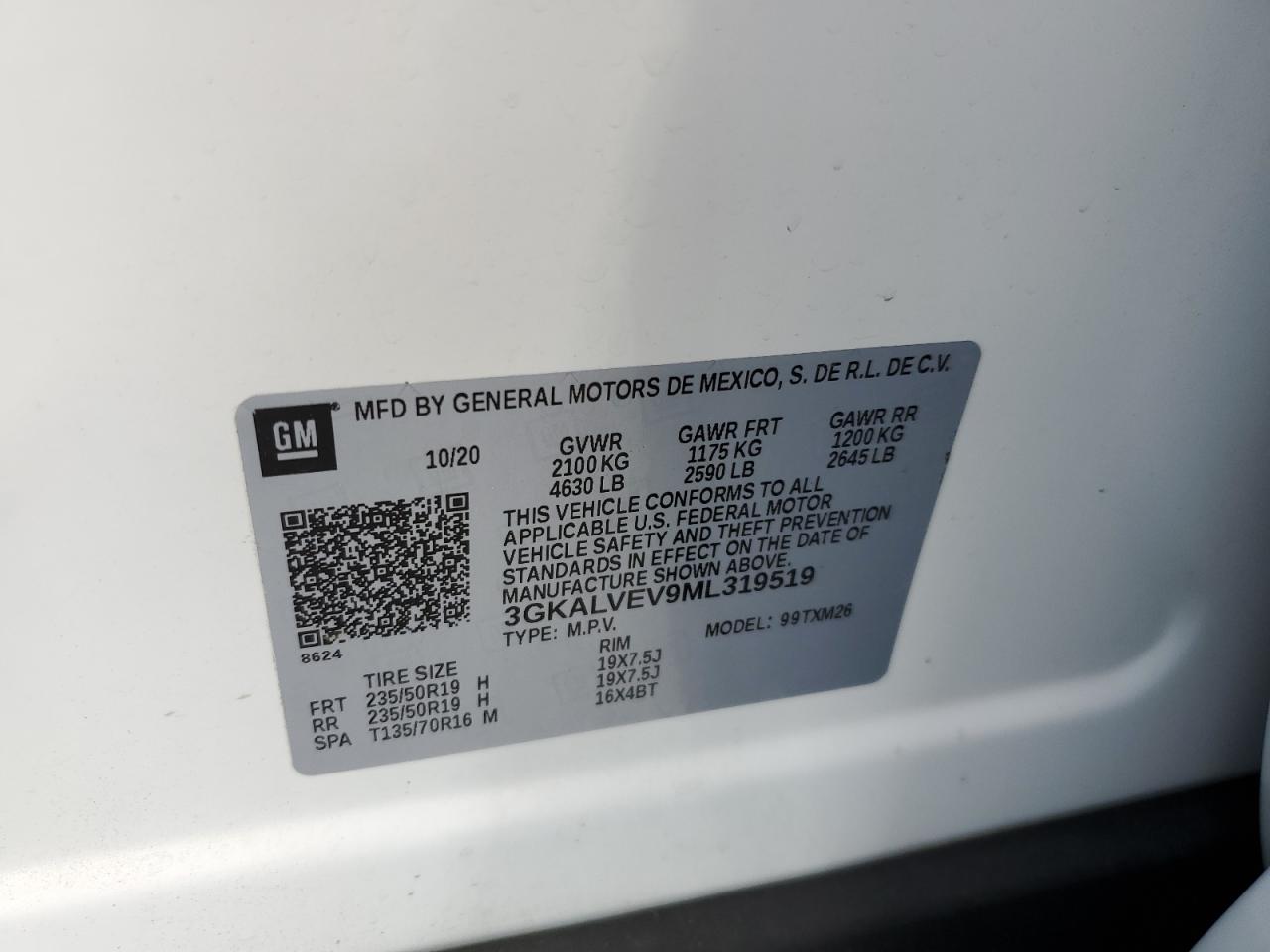 3GKALVEV9ML319519 2021 GMC Terrain Slt
