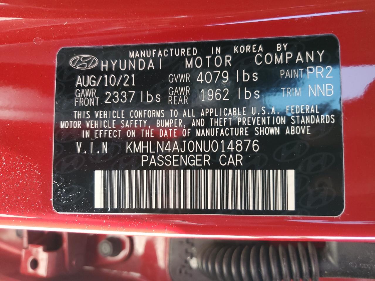 KMHLN4AJ0NU014876 2022 Hyundai Elantra Limited