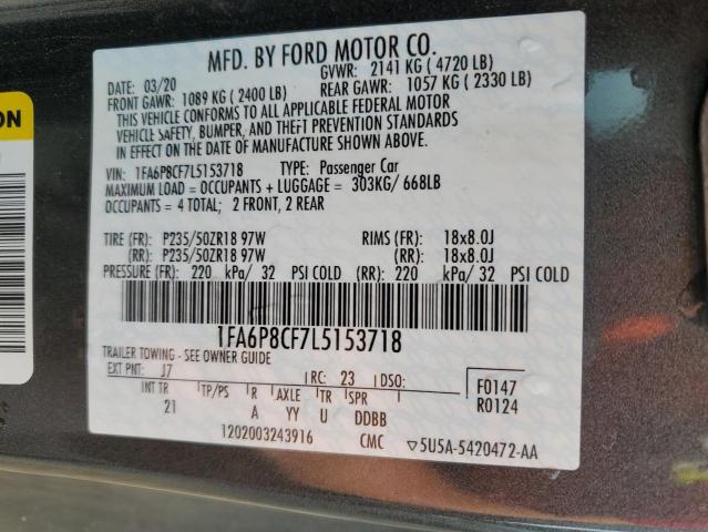 2020 Ford Mustang Gt VIN: 1FA6P8CF7L5153718 Lot: 56944394