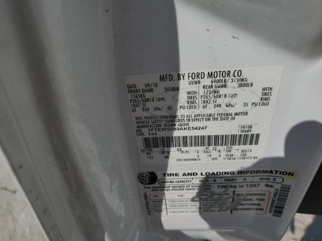 2010 Ford F150 Supercrew VIN: 1FTEW1C89AKE54247 Lot: 55425654