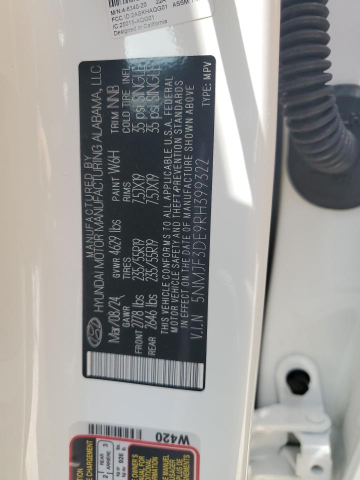 5NMJF3DE9RH399322 2024 Hyundai Tucson Sel