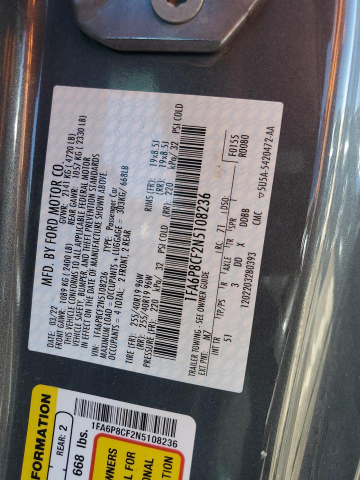 1FA6P8CF2N5108236 2022 Ford Mustang Gt