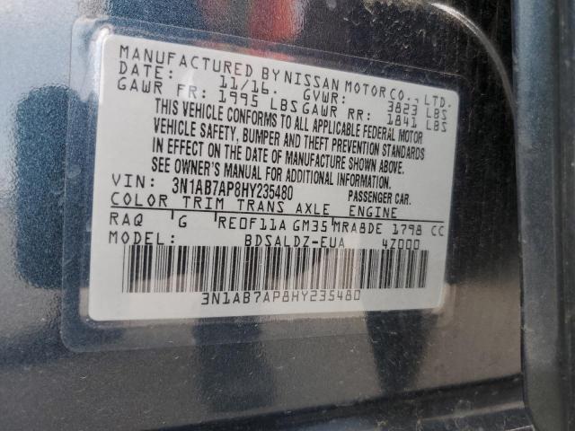 3N1AB7AP8HY235480 | 2017 Nissan sentra s