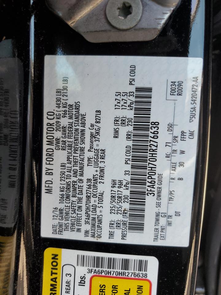 3FA6P0H70HR276638 2017 Ford Fusion Se