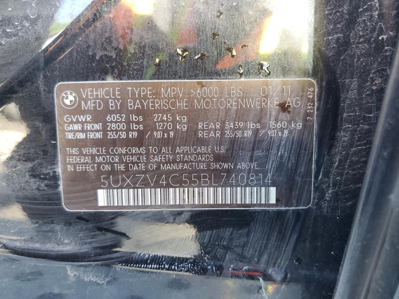 5uxzv4c55bl740814 5UXZV4C55BL740814 2011 BMW X5 xDrive35I