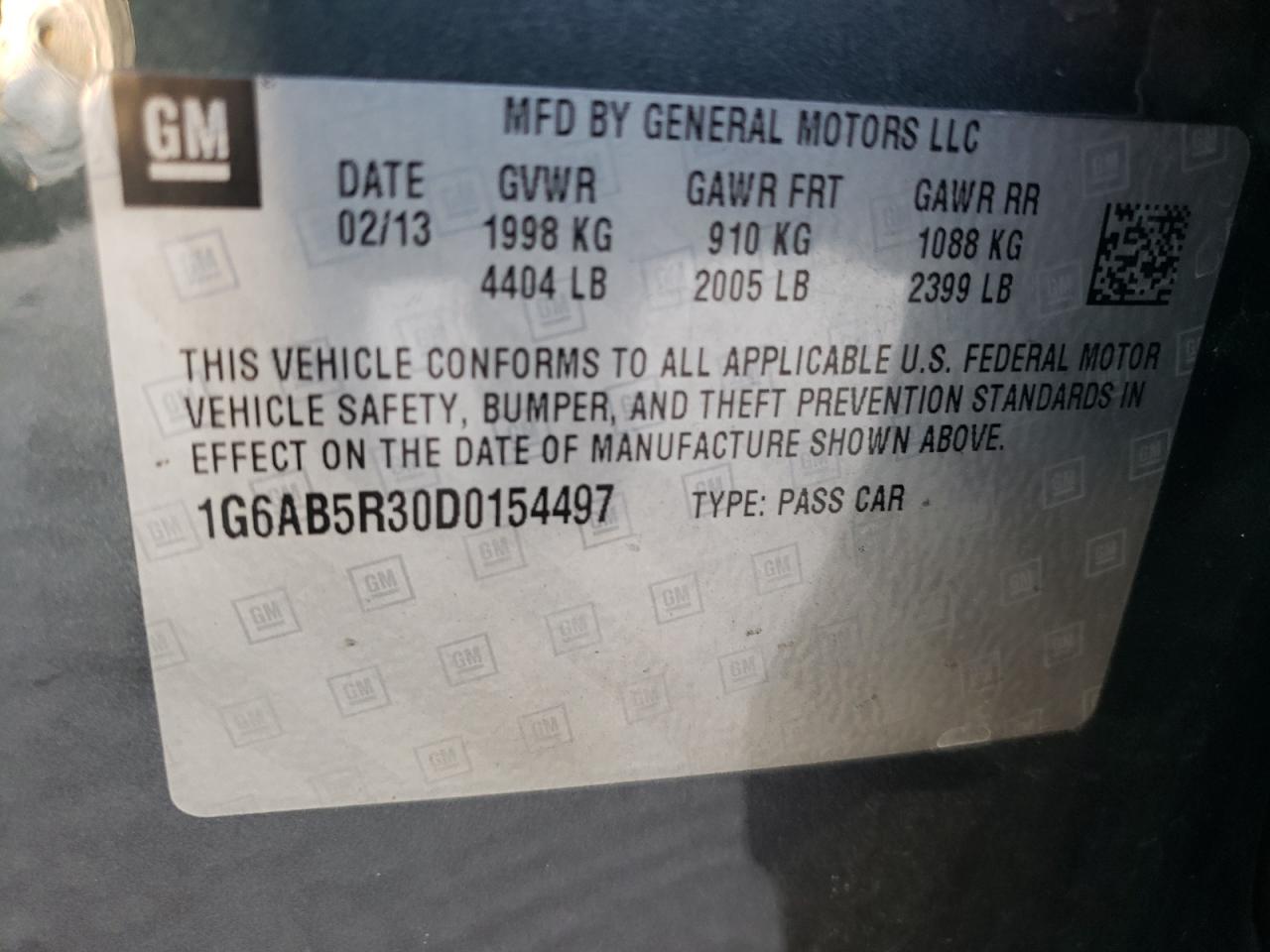 1G6AB5R30D0154497 2013 Cadillac Ats Luxury