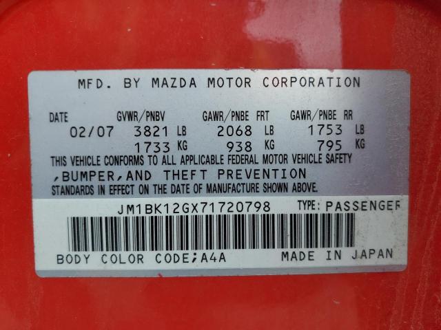 2007 Mazda 3 I VIN: JM1BK12GX71720798 Lot: 53309844