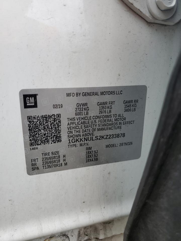 1GKKNULS2KZ233878 2019 GMC Acadia Slt-1