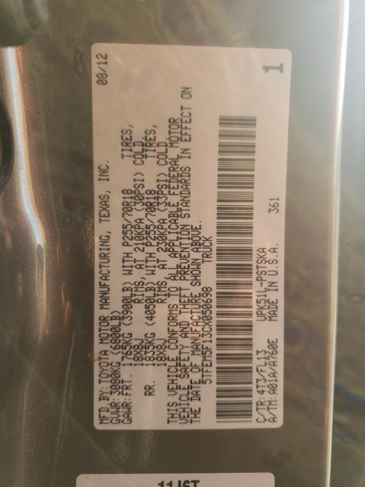 5TFEM5F13CX050698 2012 Toyota Tundra Crewmax Sr5