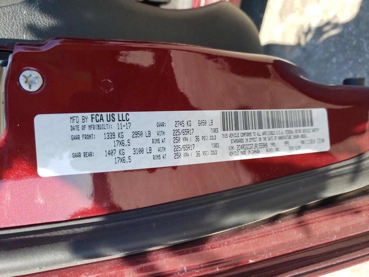 2C4RDGCG7JR155908 2018 Dodge Grand Caravan Sxt