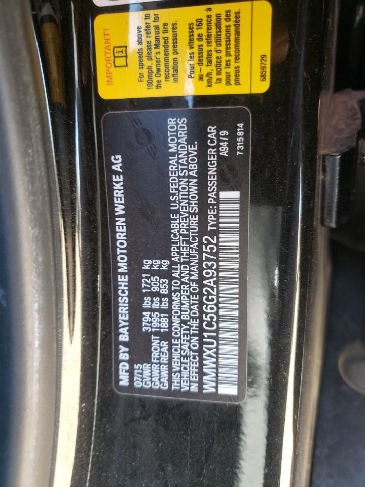 WMWXU1C56G2A93752 2016 Mini Cooper