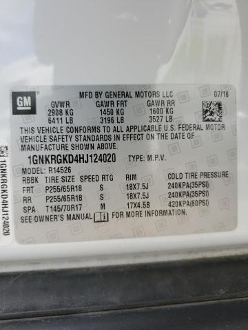 2017 CHEVROLET TRAVERSE L - 1GNKRGKD4HJ124020