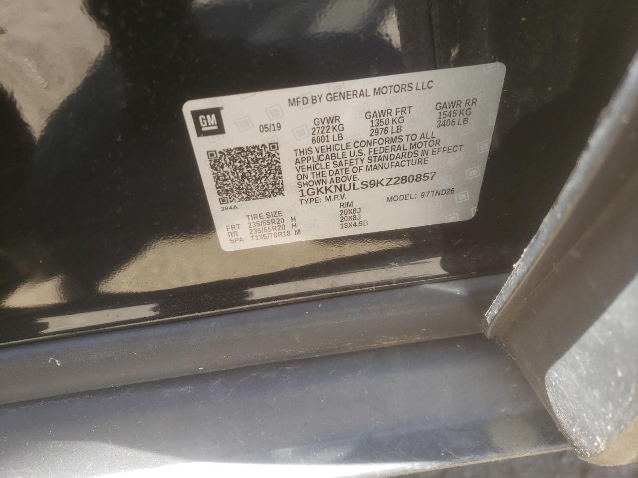 1GKKNULS9KZ280857 2019 GMC Acadia Slt-1