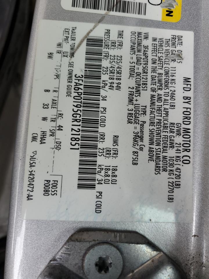 3FA6P0T95GR121851 2016 Ford Fusion Se