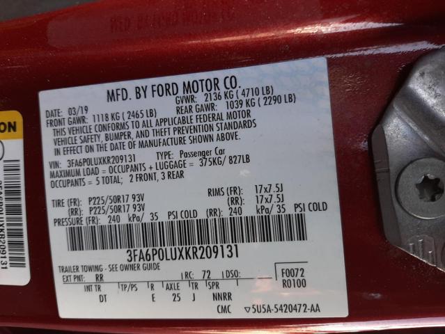 VIN 3FA6P0LUXKR209131 2019 Ford Fusion, SE no.13