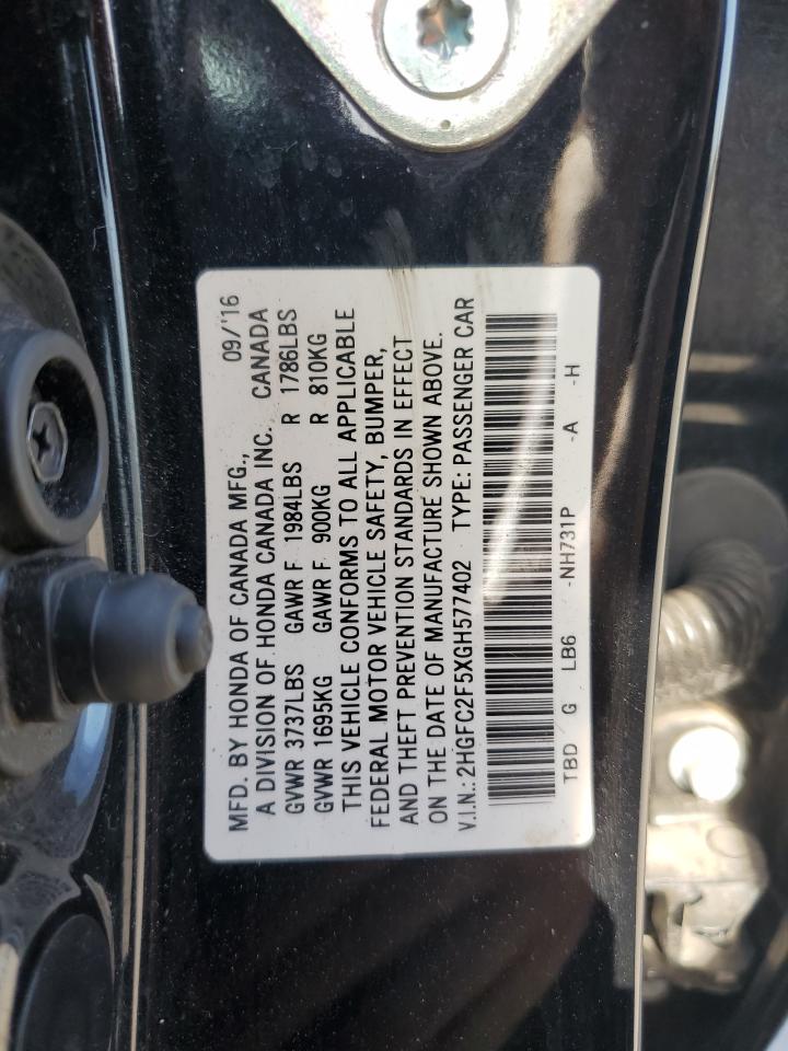 2HGFC2F5XGH577402 2016 Honda Civic Lx