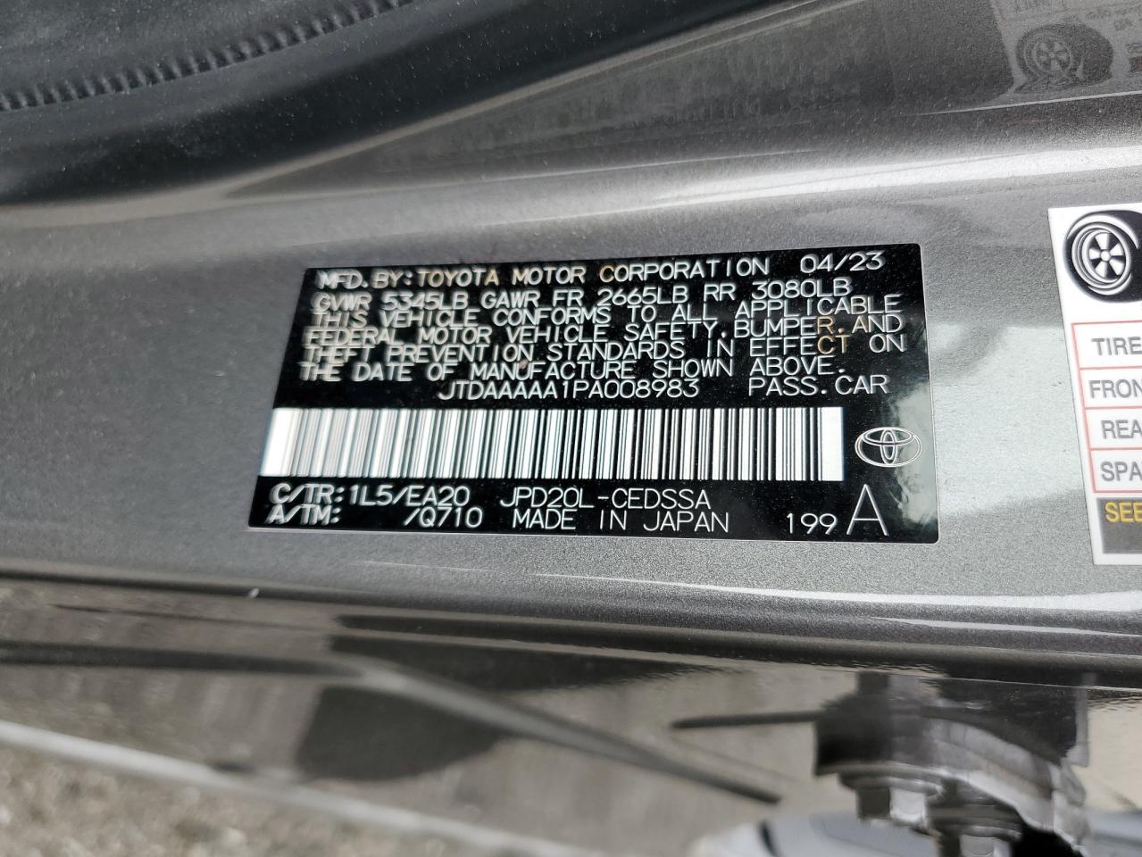 JTDAAAAA1PA008983 2023 Toyota Mirai Xle