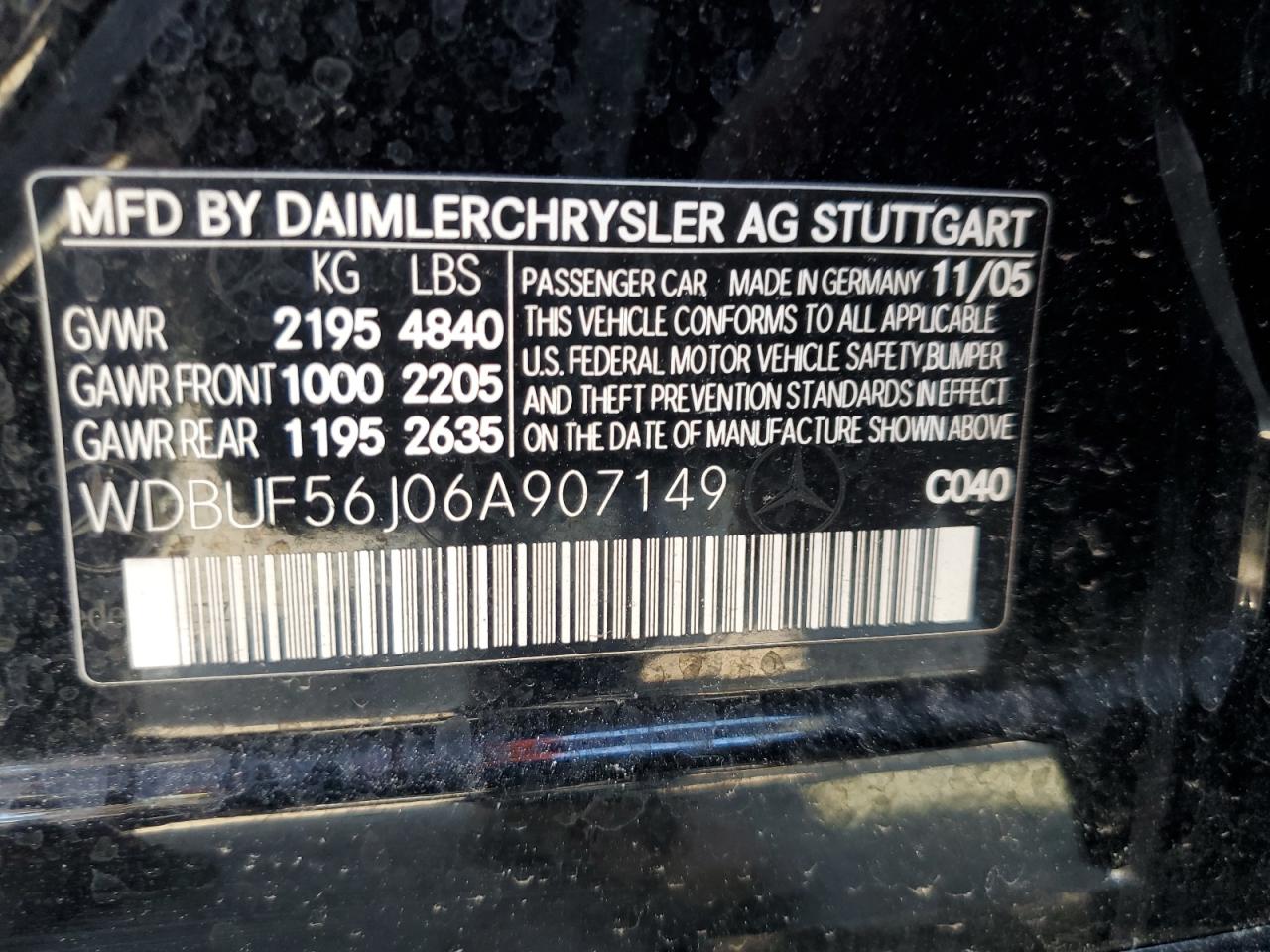 WDBUF56J06A907149 2006 Mercedes-Benz E 350