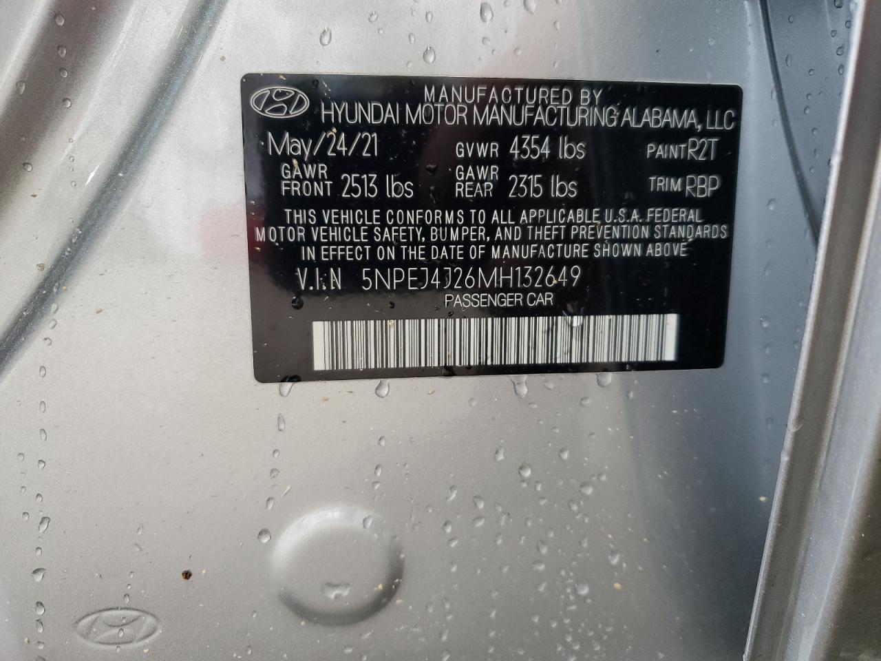 5NPEJ4J26MH132649 2021 Hyundai Sonata Sel Plus