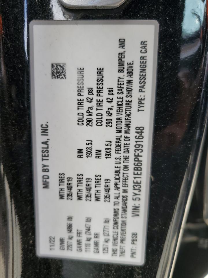 5YJ3E1EB6PF391648 2023 Tesla Model 3