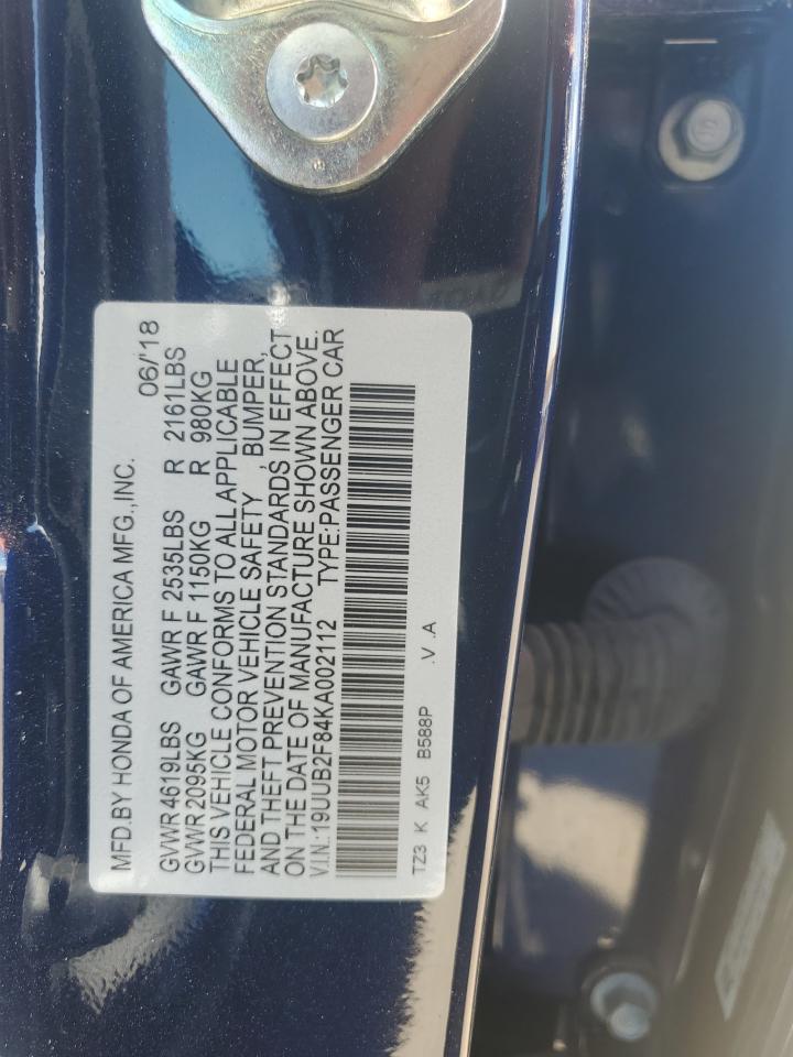 19UUB2F84KA002112 2019 Acura Tlx Advance