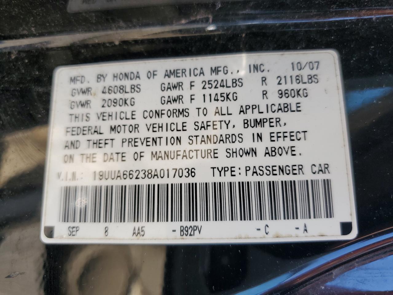 19UUA66238A017036 2008 Acura Tl