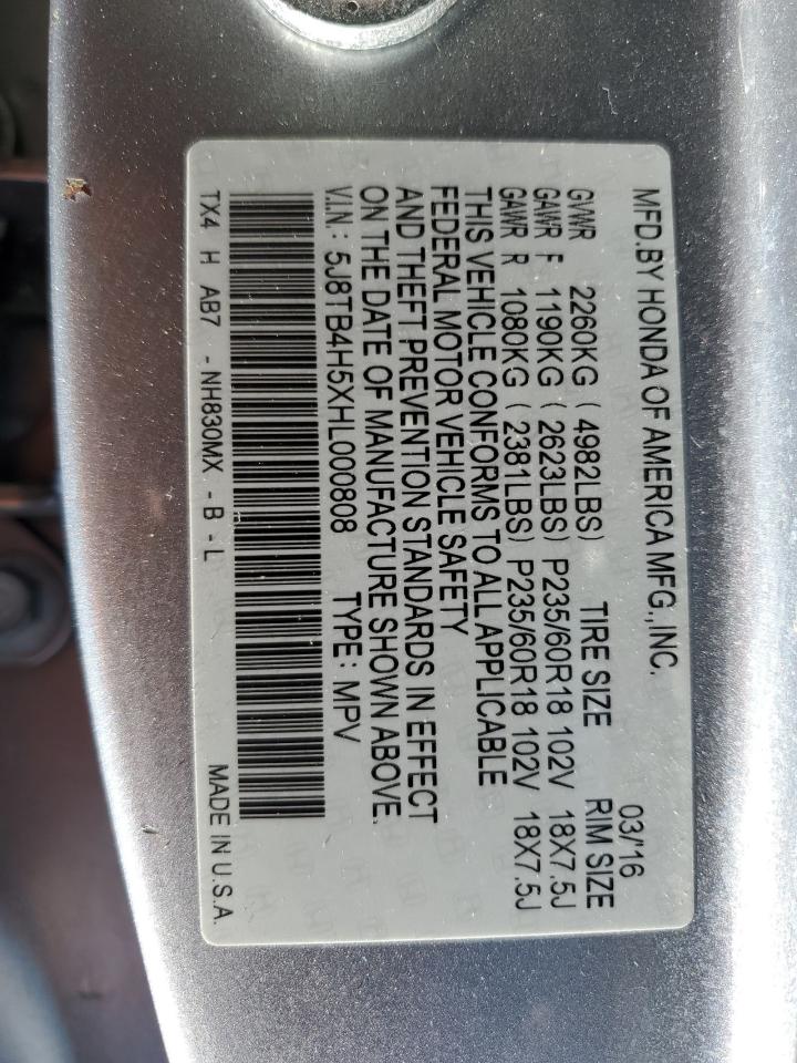 5J8TB4H5XHL000808 2017 Acura Rdx Technology