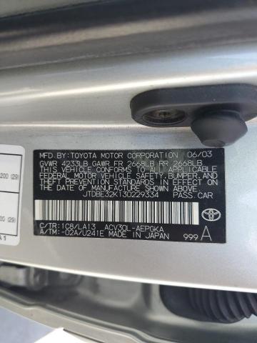 2003 Toyota Camry Le VIN: JTDBE32K130229334 Lot: 54024784