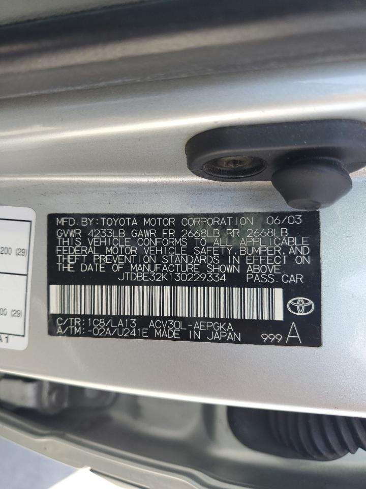 JTDBE32K130229334 2003 Toyota Camry Le