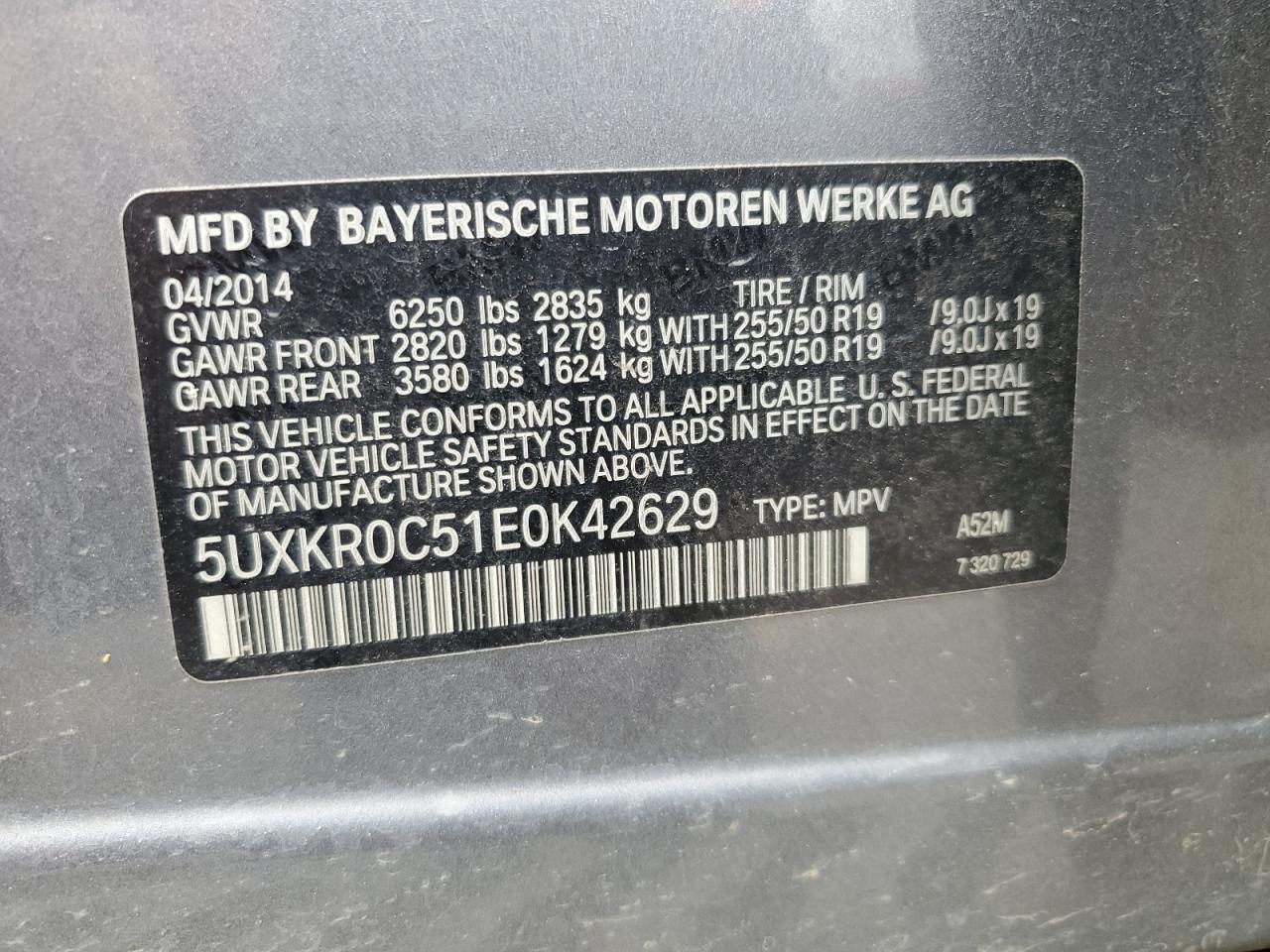 5UXKR0C51E0K42629 2014 BMW X5 xDrive35I