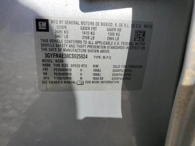 2012 Cadillac Srx Luxury Collection VIN: 3GYFNAE38CS625824 Lot: 52974534