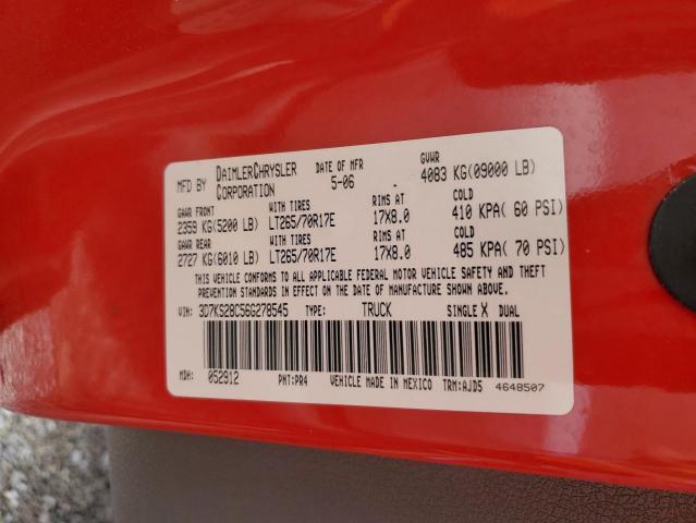 2006 Dodge Ram 2500 St VIN: 3D7KS28C56G278545 Lot: 53420604