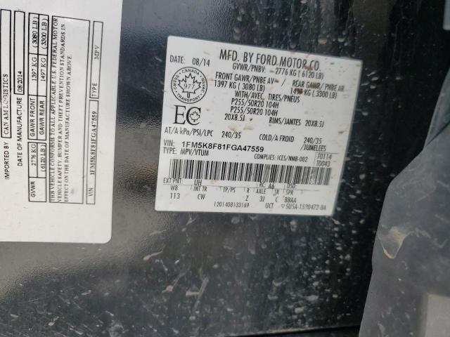 2015 Ford Explorer Limited VIN: 1FM5K8F81FGA47559 Lot: 55884664
