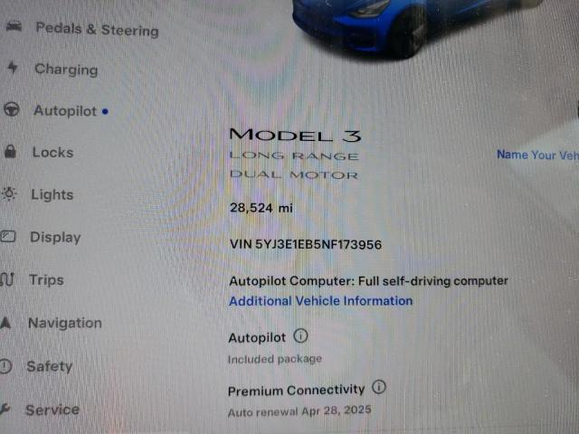 2022 Tesla Model 3 VIN: 5YJ3E1EB5NF173956 Lot: 55953334