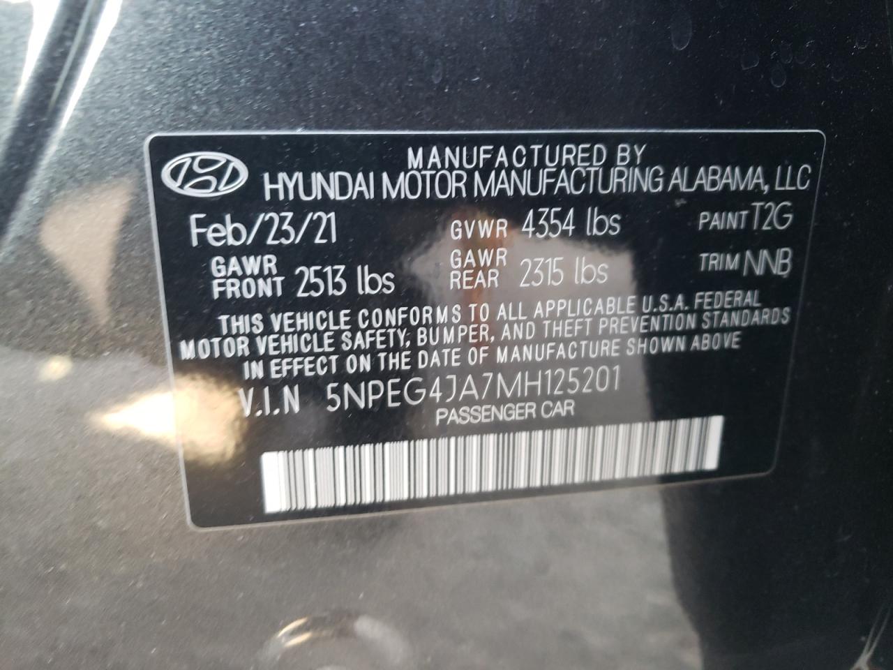 5NPEG4JA7MH125201 2021 Hyundai Sonata Se
