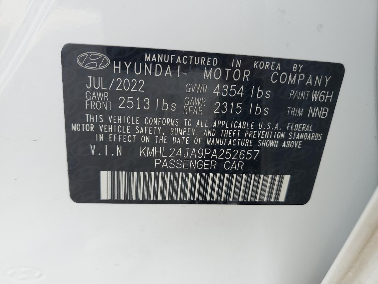 KMHL24JA9PA252657 2023 Hyundai Sonata Se