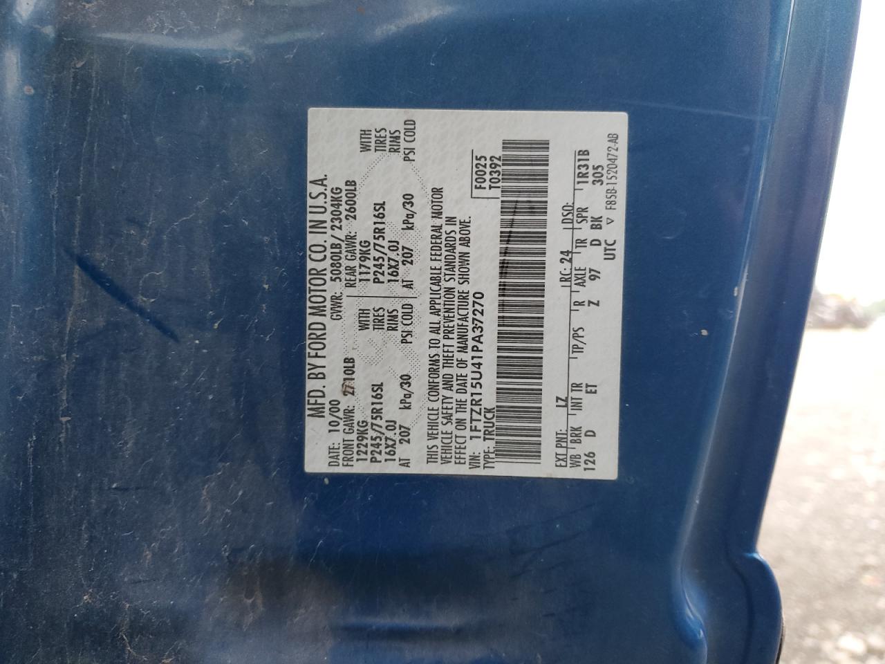 1FTZR15U41PA37270 2001 Ford Ranger Super Cab