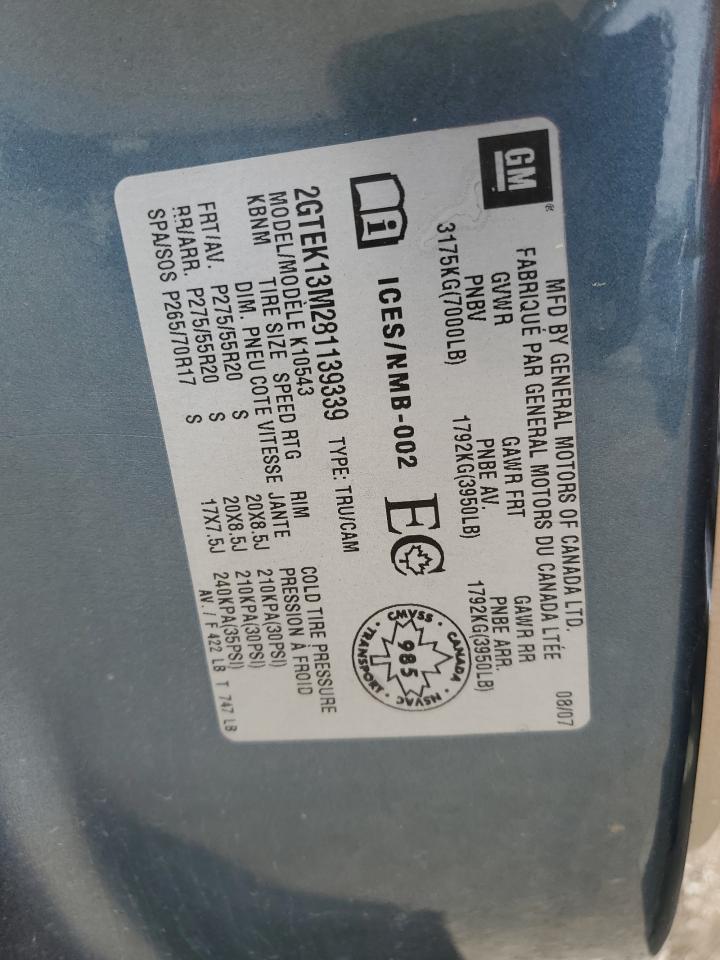 2GTEK13M281139339 2008 GMC Sierra K1500