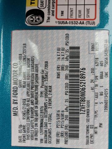 2006 Ford Mustang VIN: 1ZVFT80N065218976 Lot: 54761664