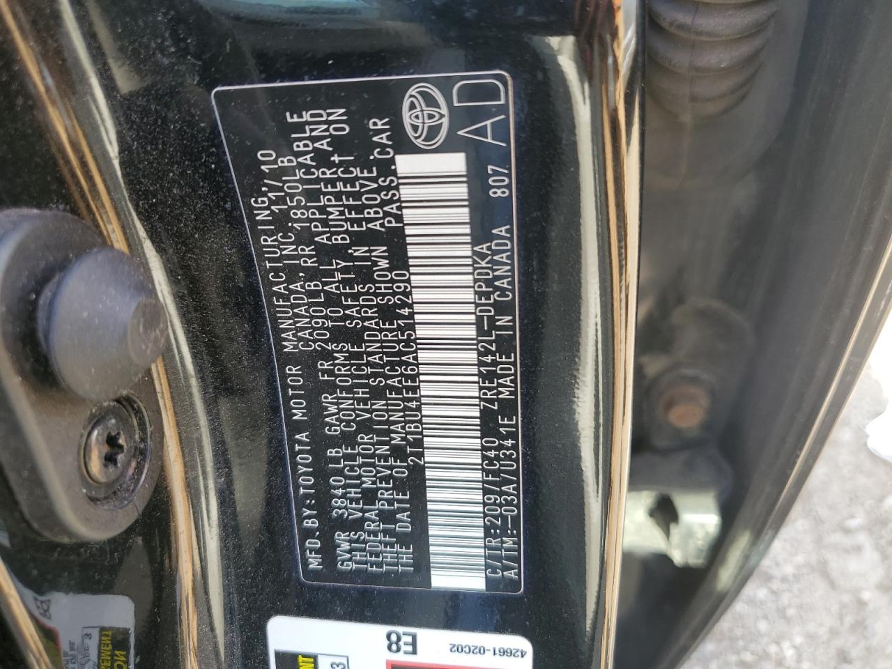 2T1BU4EE6AC514290 2010 Toyota Corolla Base